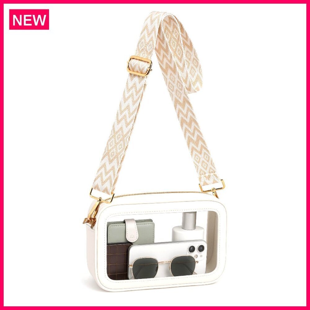 Clear Crossbody Bag for Stadium Events, 9.25x6.30 Inches, Waterproof PVC